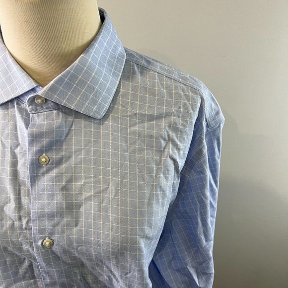 NWT NORDSTROM Light Blue White Waffle Print Long Sleeve Button Down Dress Shirt - Picture 3 of 10